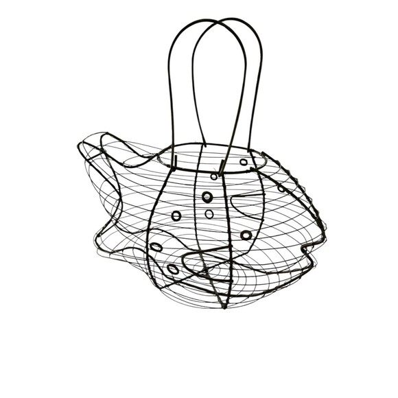 Metal Wired Fish Egg Basket: Farmhouse, Rustic, Beach House Decor 1980’s - Picture 1 of 3